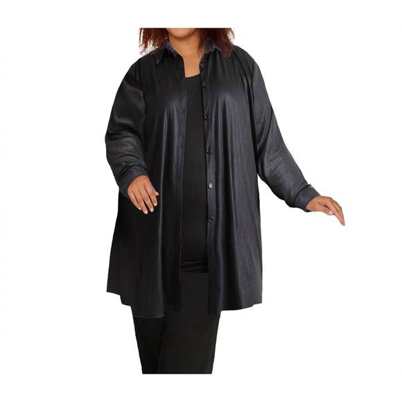 NEW ON THE PLUS SIDE long sleeve button up rodie oversize tunic - plus size in m - Picture 1 of 2